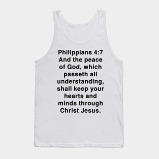 Philippians 4:7 King James Version Bible Verse Typography Tank Top